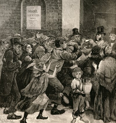 Relief of the Unemployed in London: Giving Out Soup Tickets, from 